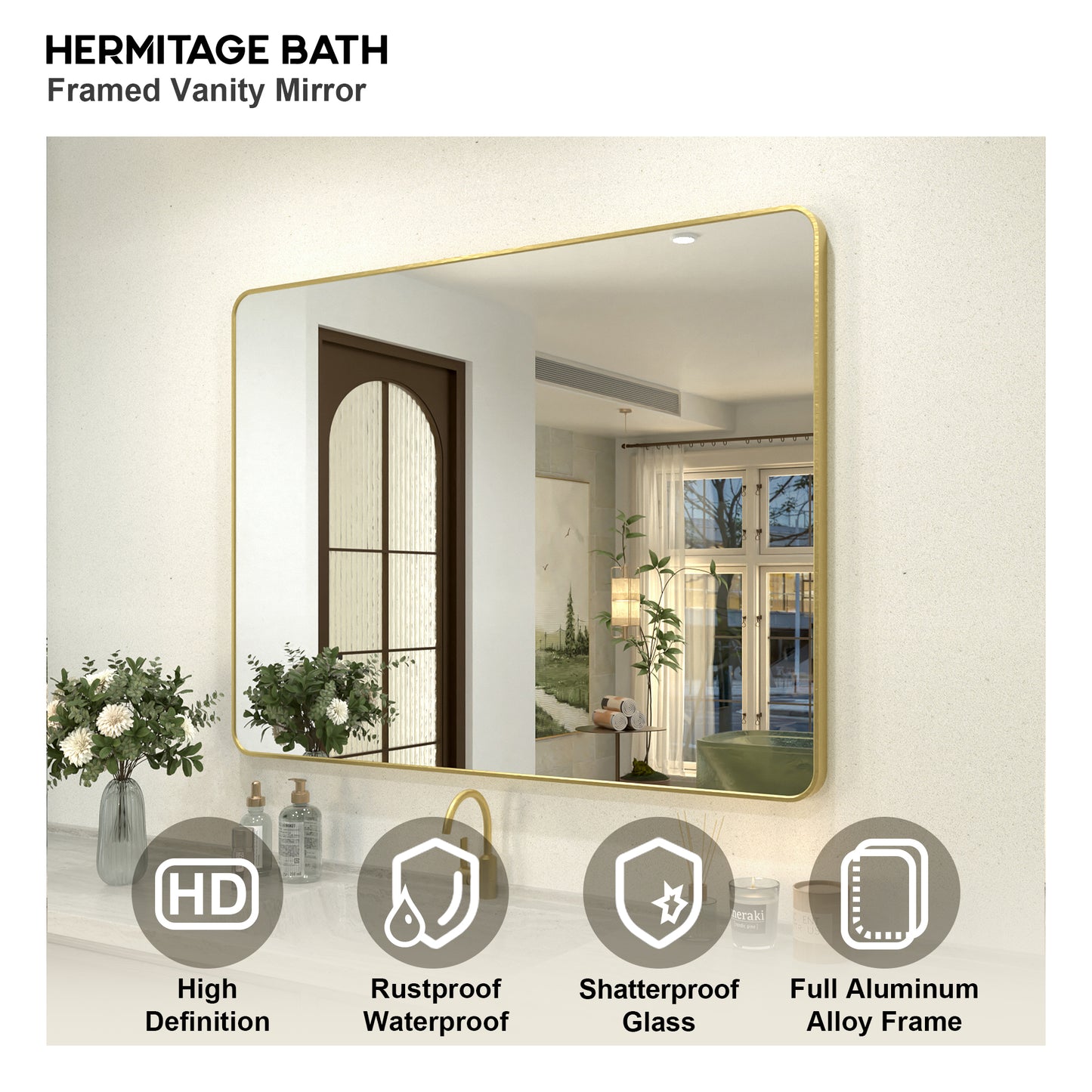 Zyphi 48 in. W x 36 in. H Rectangular Framed Wall Bathroom Vanity Mirror