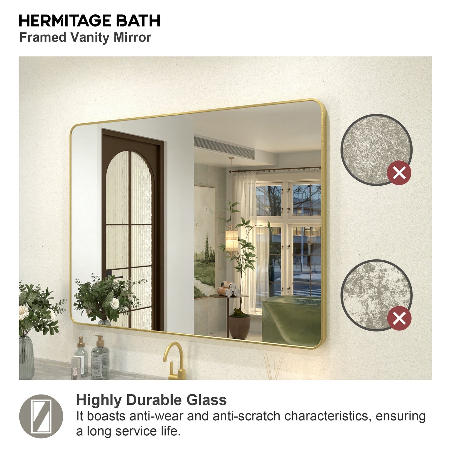 Zyphi 48 in. W x 36 in. H Rectangular Framed Wall Bathroom Vanity Mirror