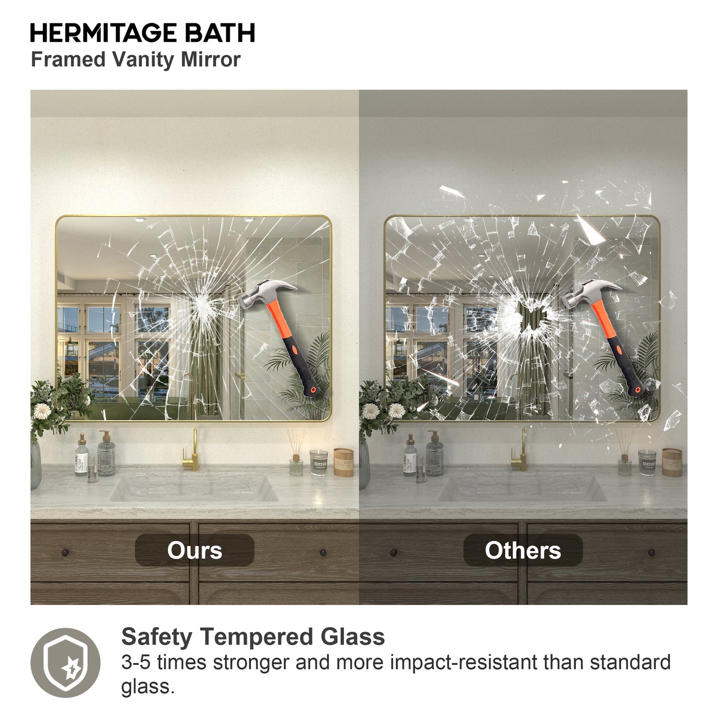 Zyphi 48 in. W x 36 in. H Rectangular Framed Wall Bathroom Vanity Mirror