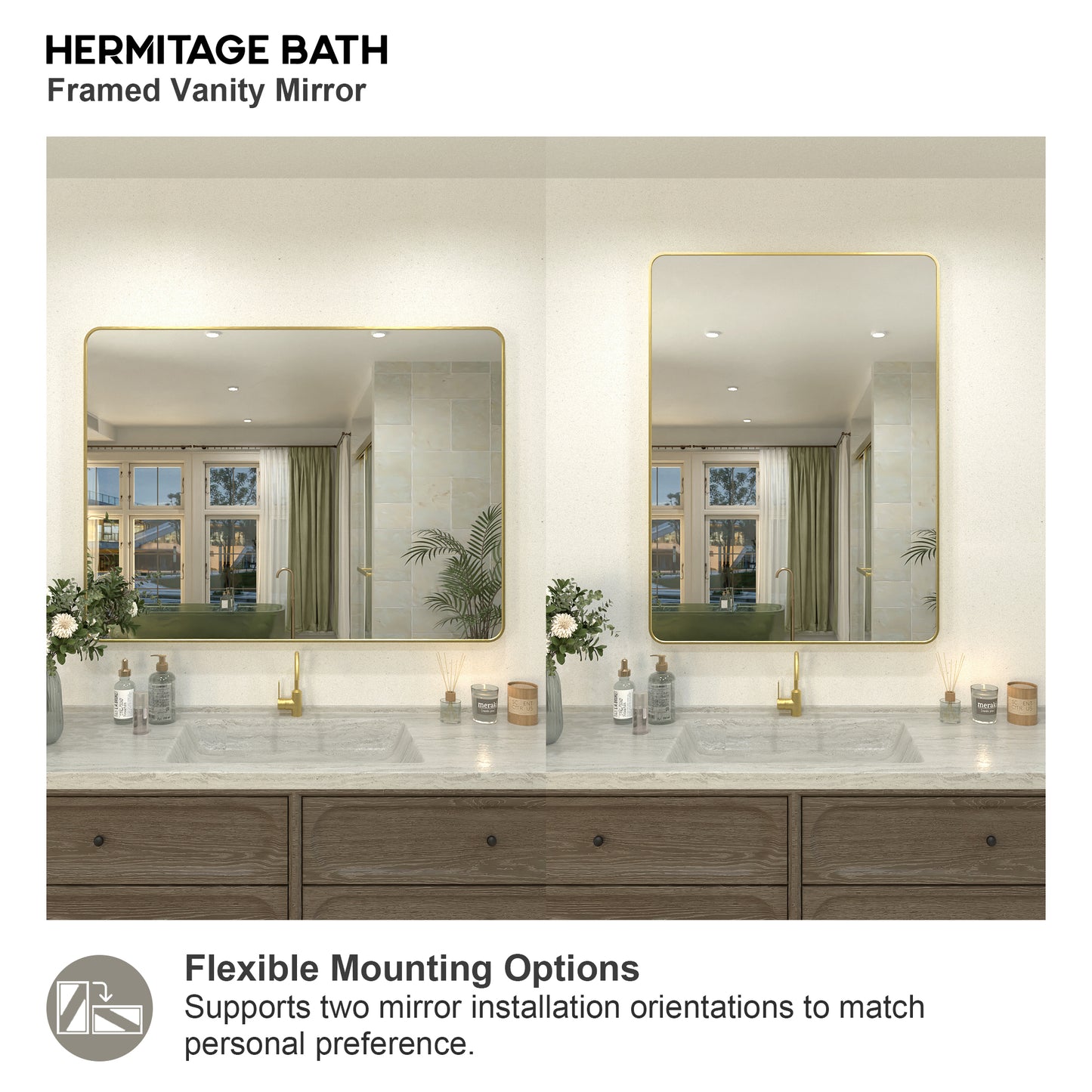 Zyphi 48 in. W x 36 in. H Rectangular Framed Wall Bathroom Vanity Mirror