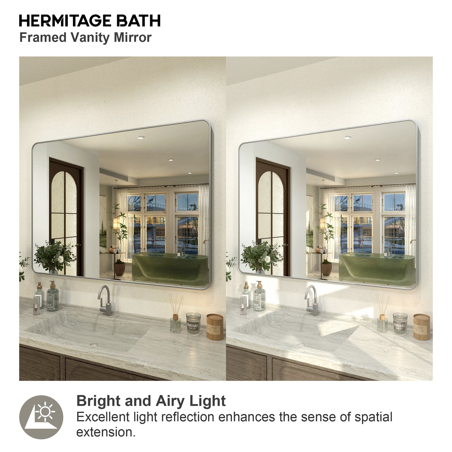 Zyphi 48 in. W x 36 in. H Rectangular Framed Wall Bathroom Vanity Mirror