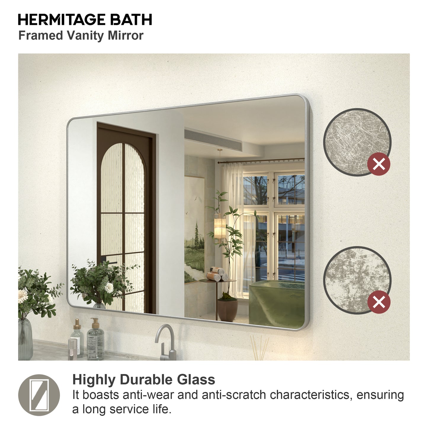 Zyphi 48 in. W x 36 in. H Rectangular Framed Wall Bathroom Vanity Mirror