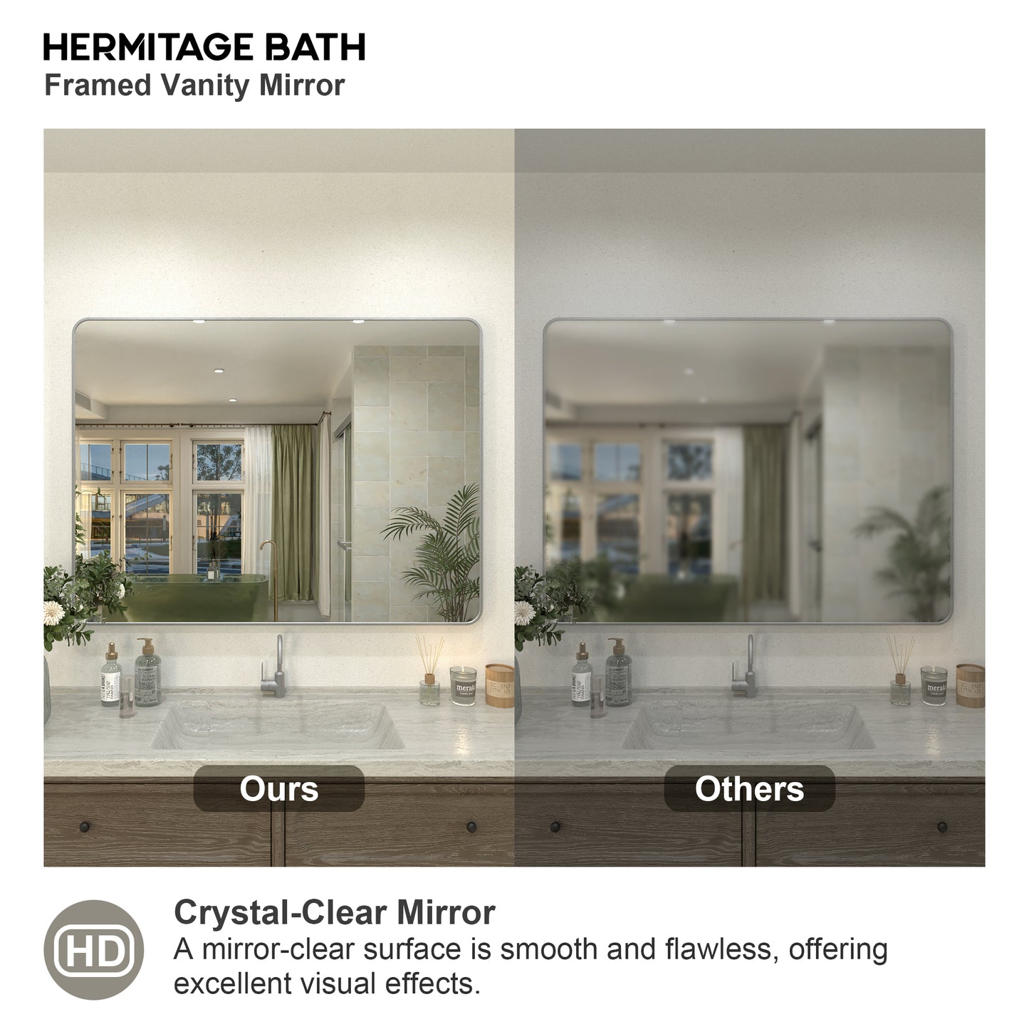 Zyphi 48 in. W x 36 in. H Rectangular Framed Wall Bathroom Vanity Mirror