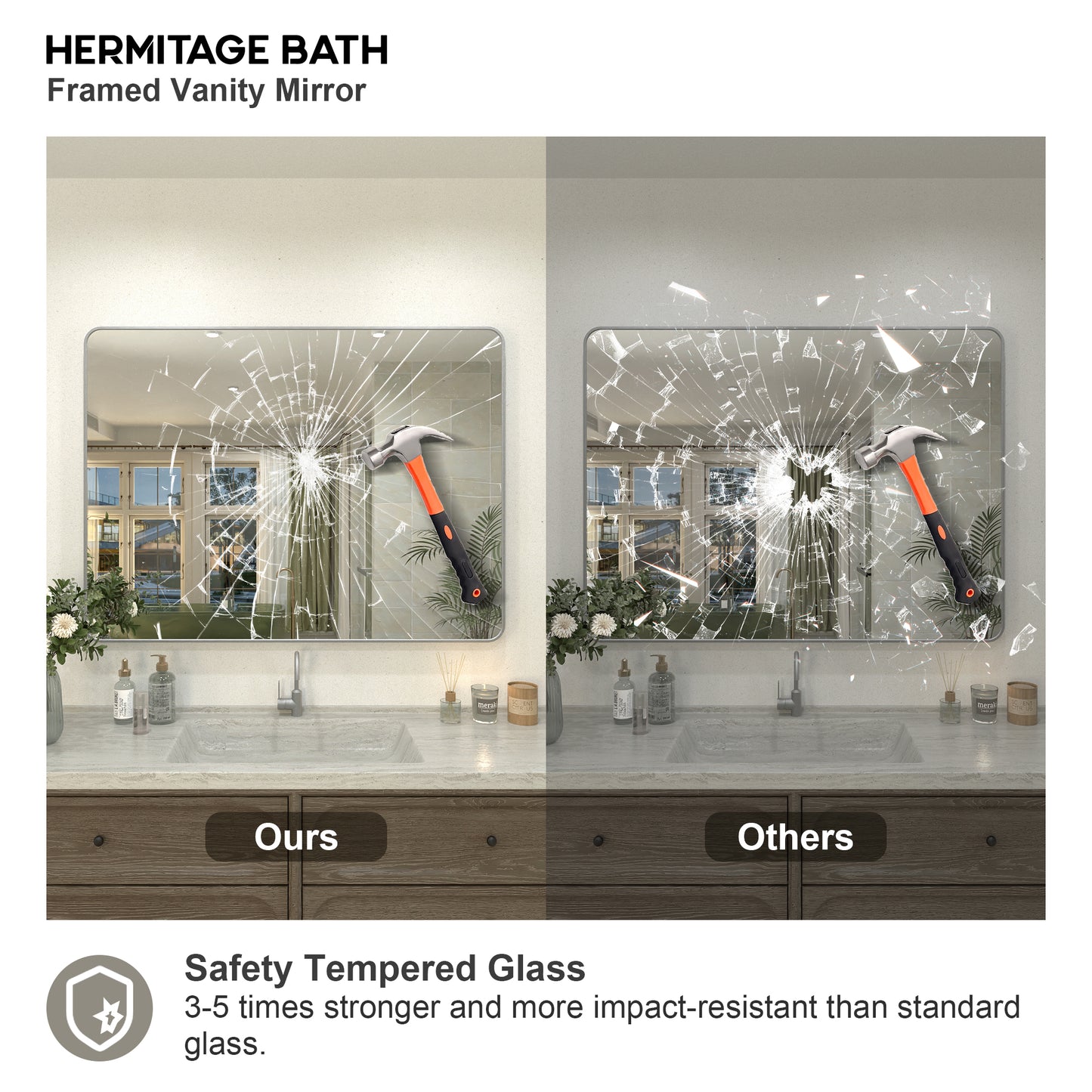 Zyphi 48 in. W x 36 in. H Rectangular Framed Wall Bathroom Vanity Mirror