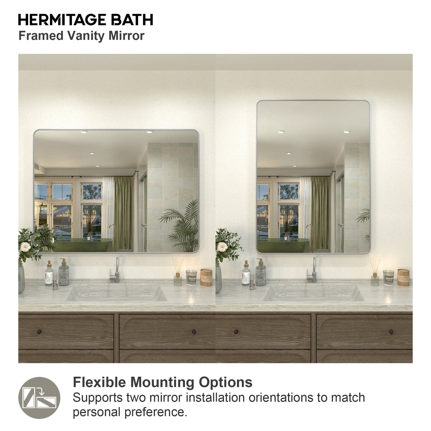 Zyphi 48 in. W x 36 in. H Rectangular Framed Wall Bathroom Vanity Mirror