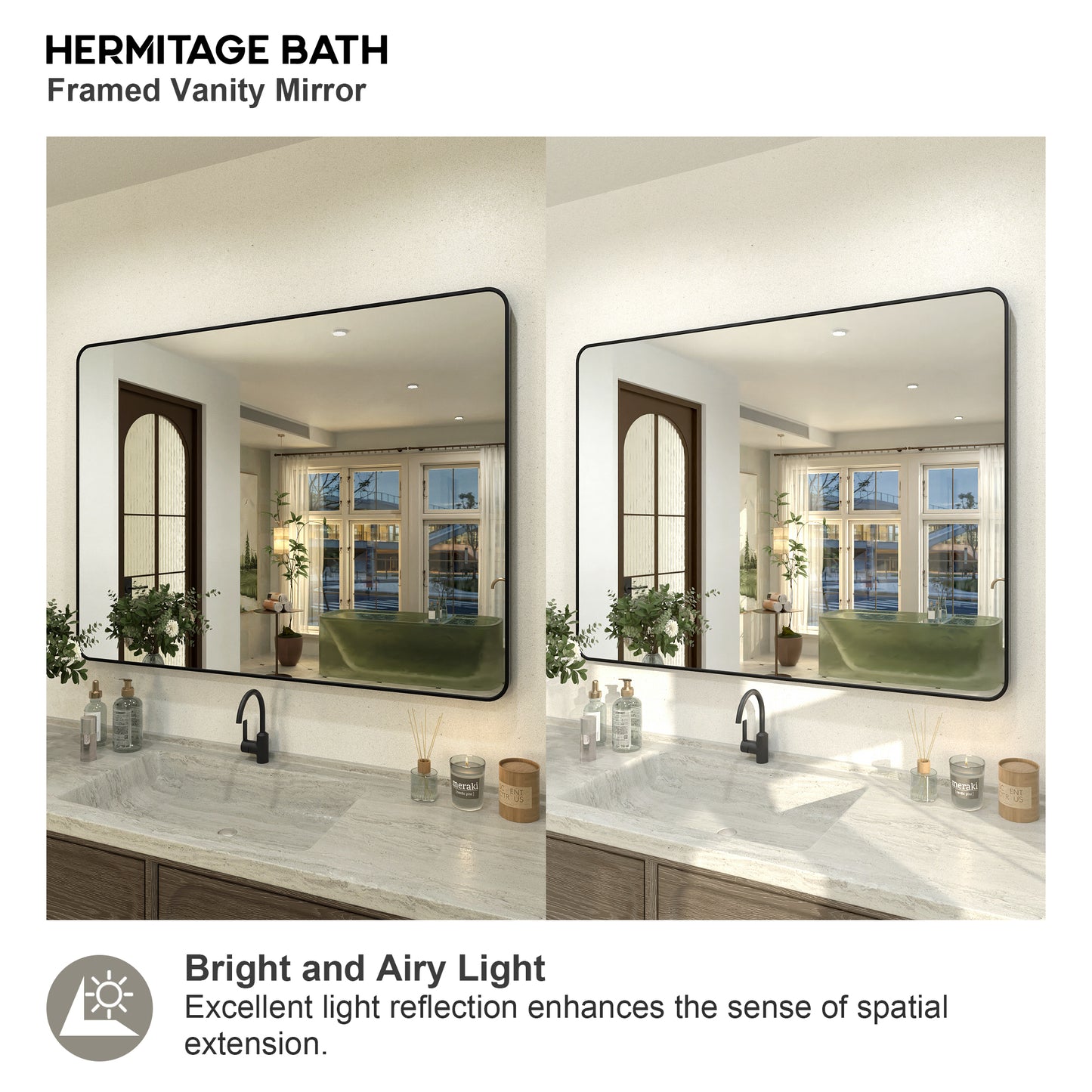 Kielo 48 in. W x 36 in. H Rectangular Framed Wall Bathroom Vanity Mirror