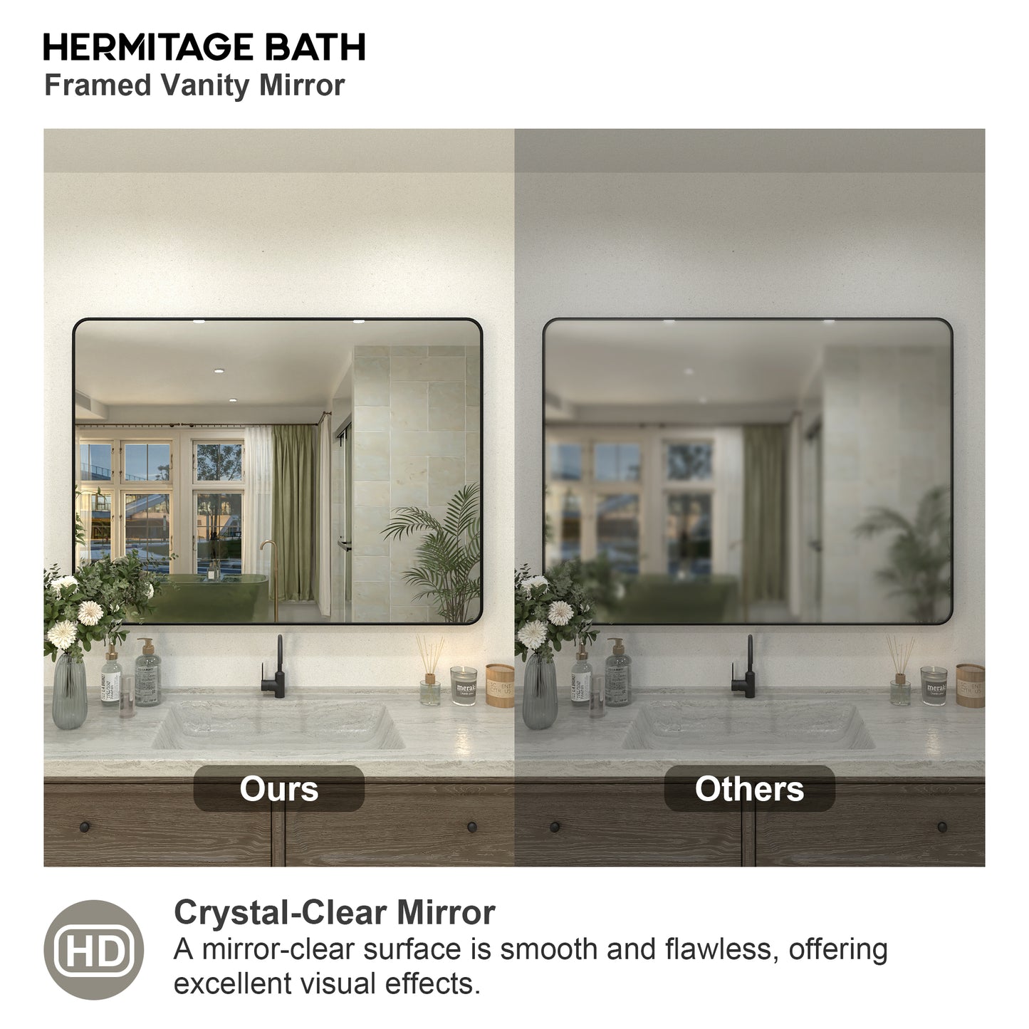 Kielo 48 in. W x 36 in. H Rectangular Framed Wall Bathroom Vanity Mirror