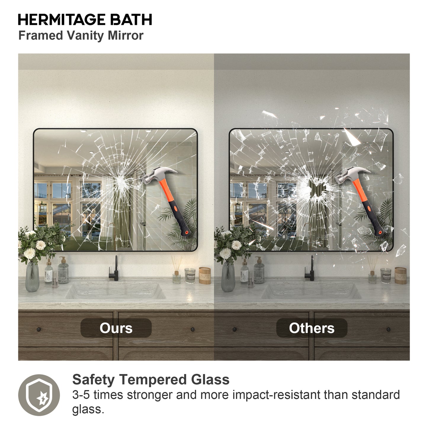 Zyphi 48 in. W x 36 in. H Rectangular Framed Wall Bathroom Vanity Mirror