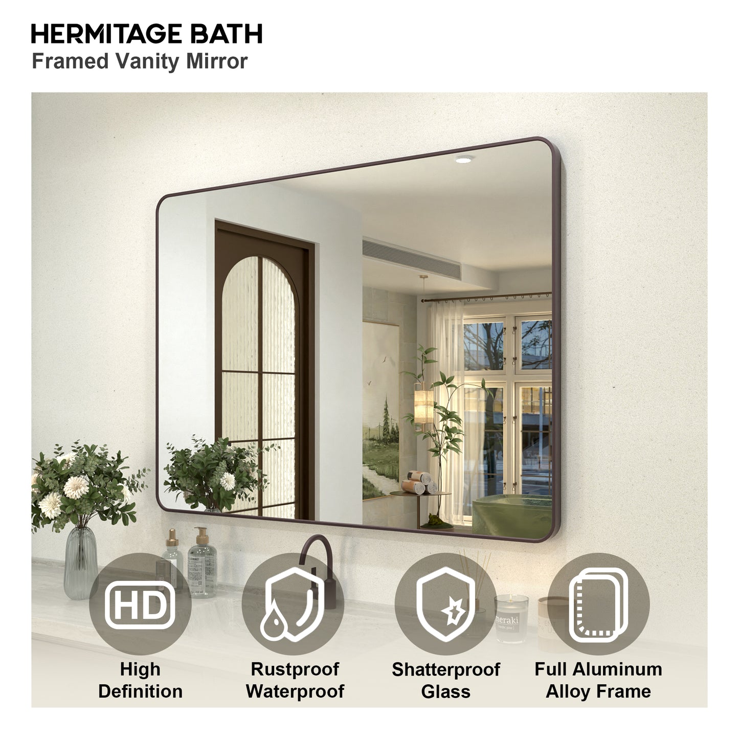 Zyphi 48 in. W x 36 in. H Rectangular Framed Wall Bathroom Vanity Mirror