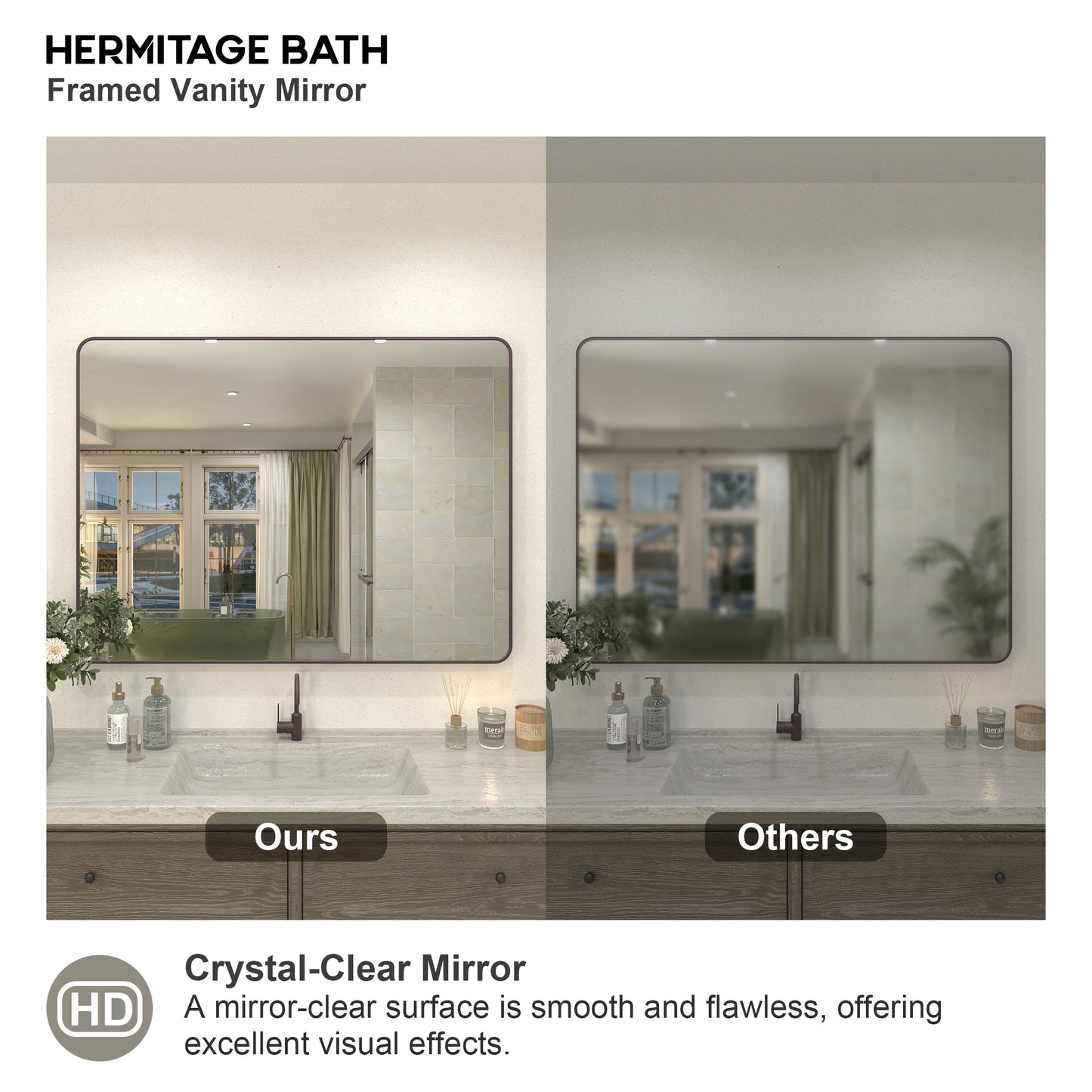 Zyphi 48 in. W x 36 in. H Rectangular Framed Wall Bathroom Vanity Mirror