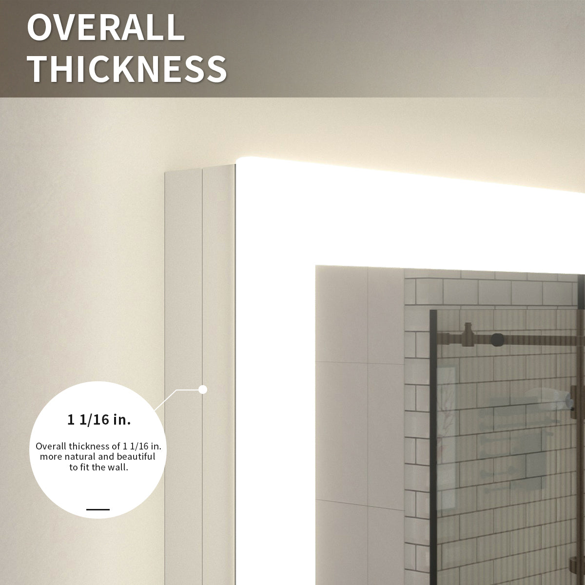 Niveal LMO Series Rectangular Frameless LED Wall Bathroom Vanity Mirror