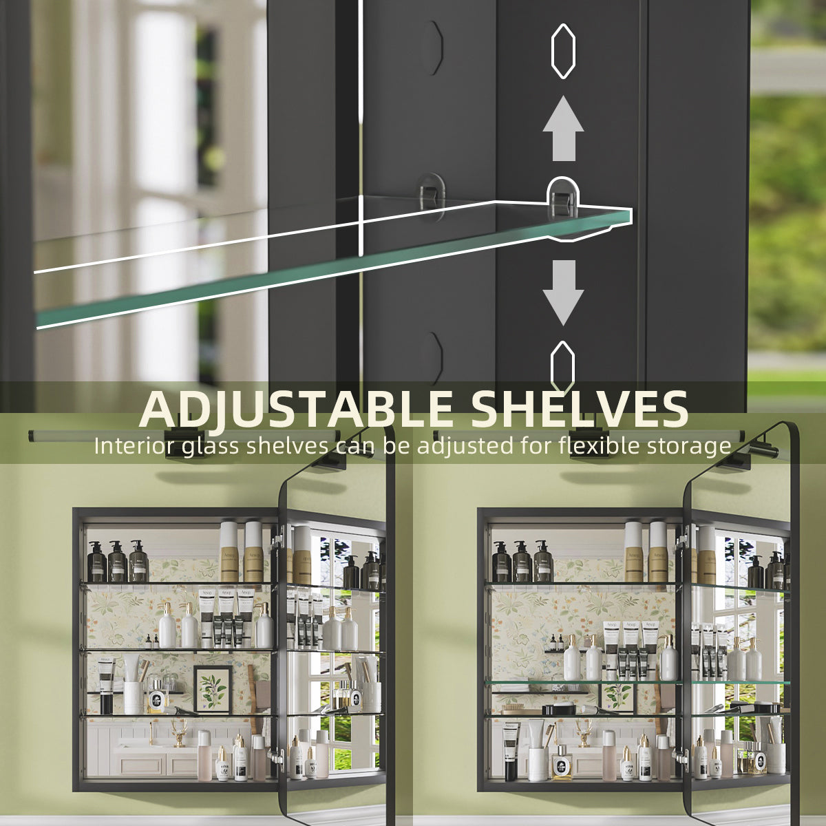 Niveal FMC Series Rectangular Aluminum Recessed/Surface Mount Framed Medicine Cabinet with Mirror