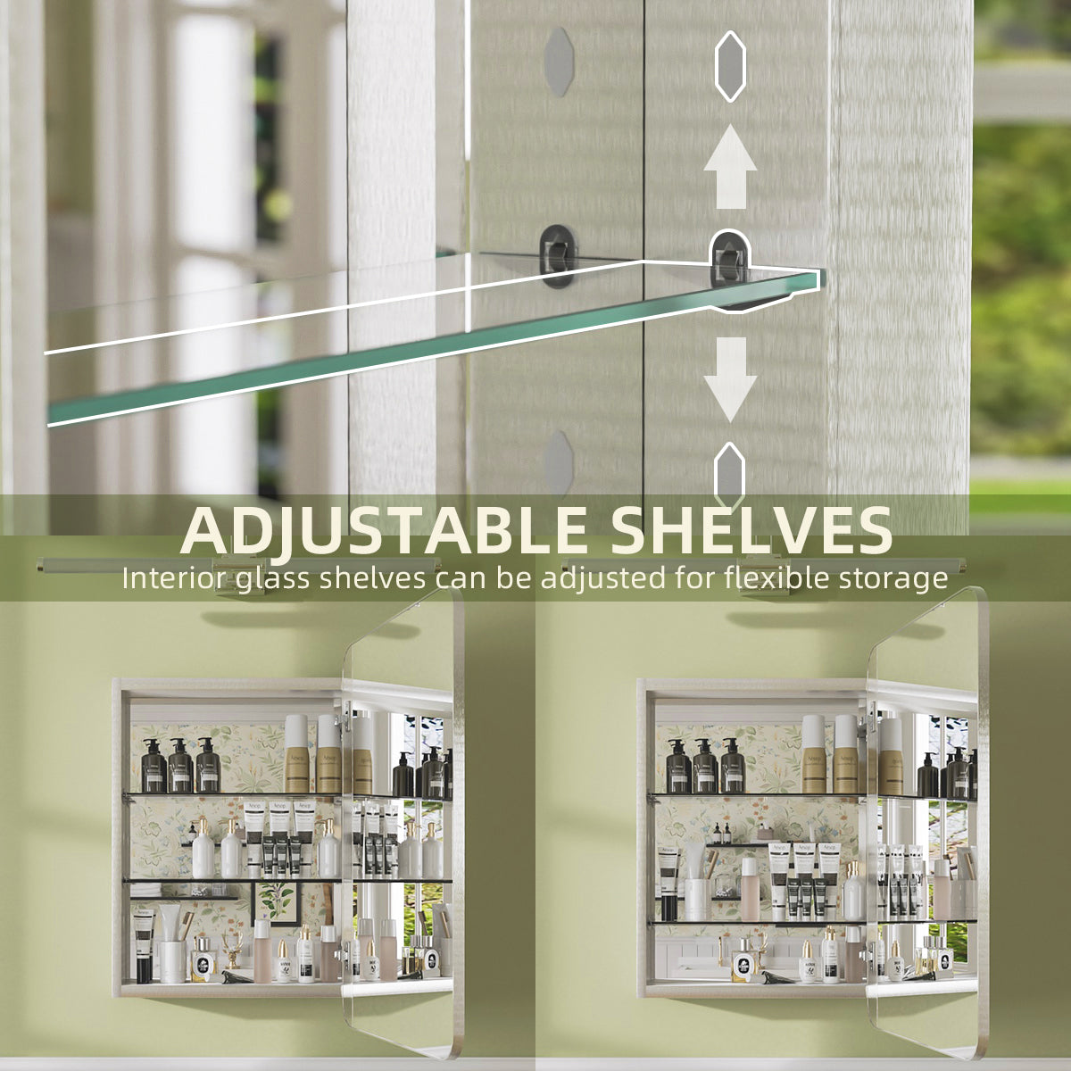 Niveal FMC Series Rectangular Aluminum Recessed/Surface Mount Framed Medicine Cabinet with Mirror
