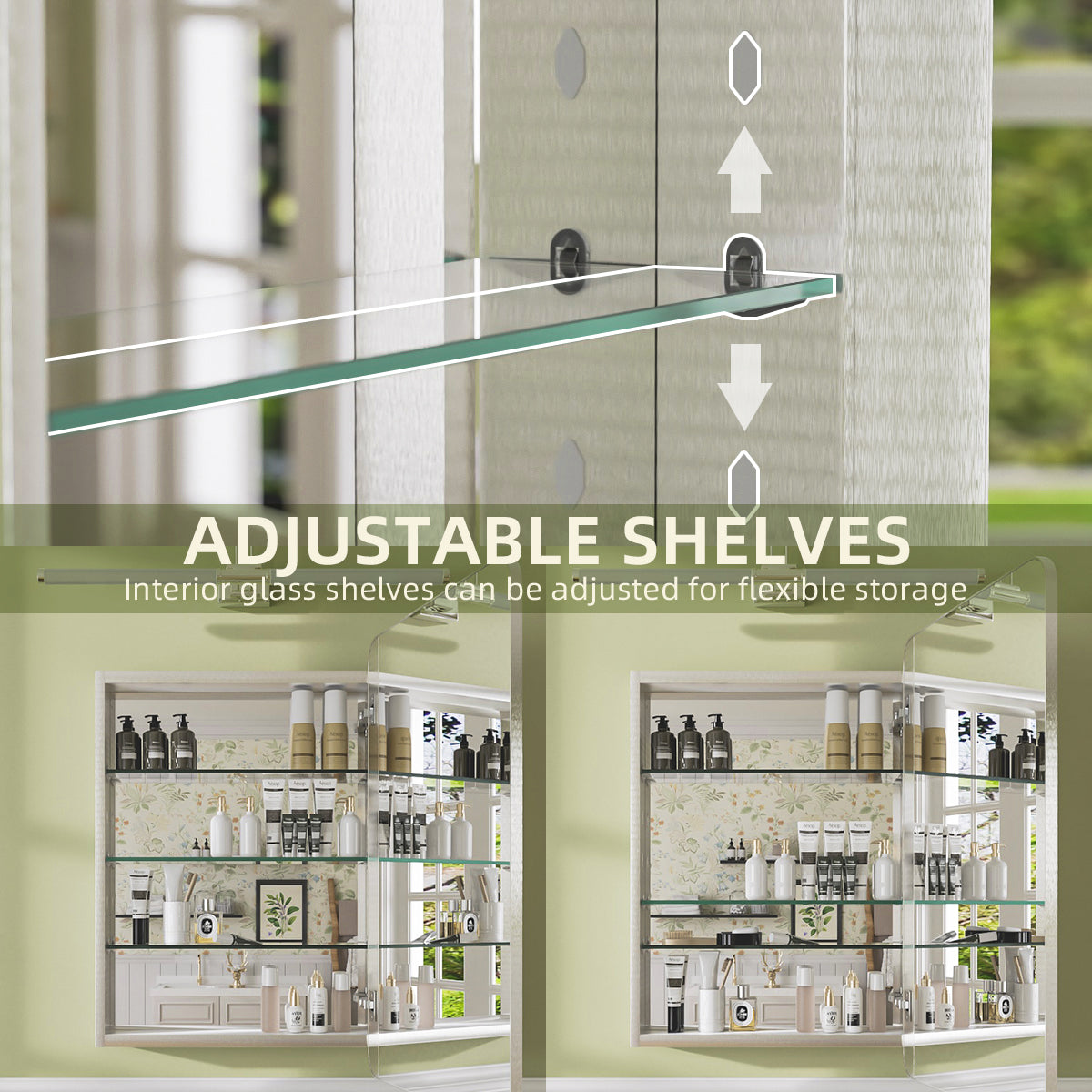 Niveal FMC Series Rectangular Aluminum Recessed/Surface Mount Framed Medicine Cabinet with Mirror