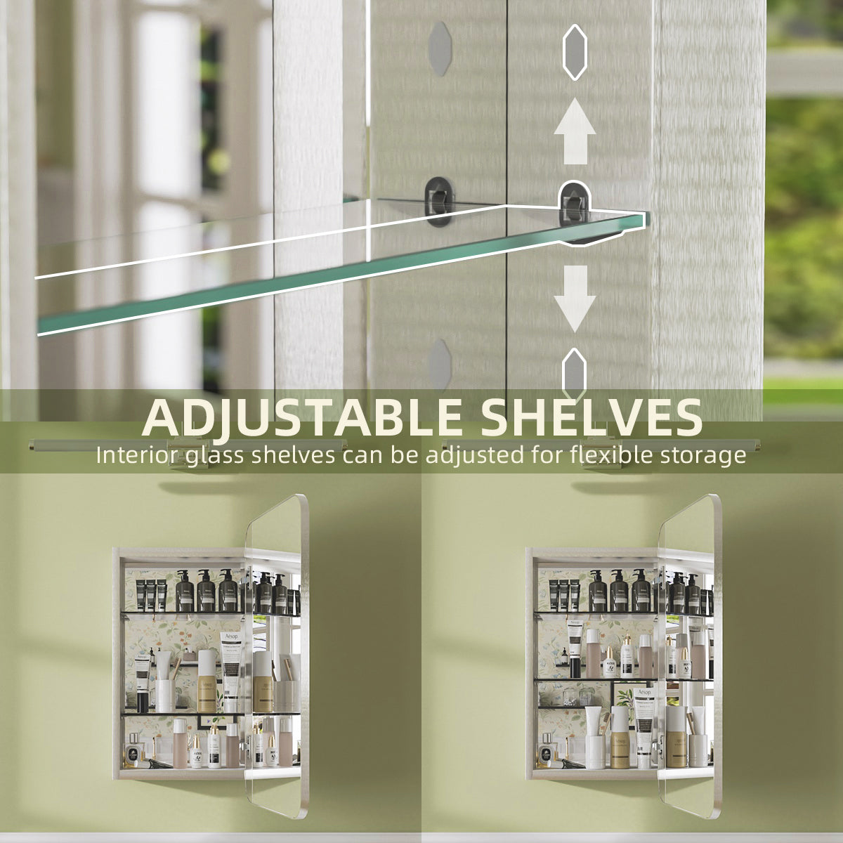 Niveal FMC Series Rectangular Aluminum Recessed/Surface Mount Framed Medicine Cabinet with Mirror