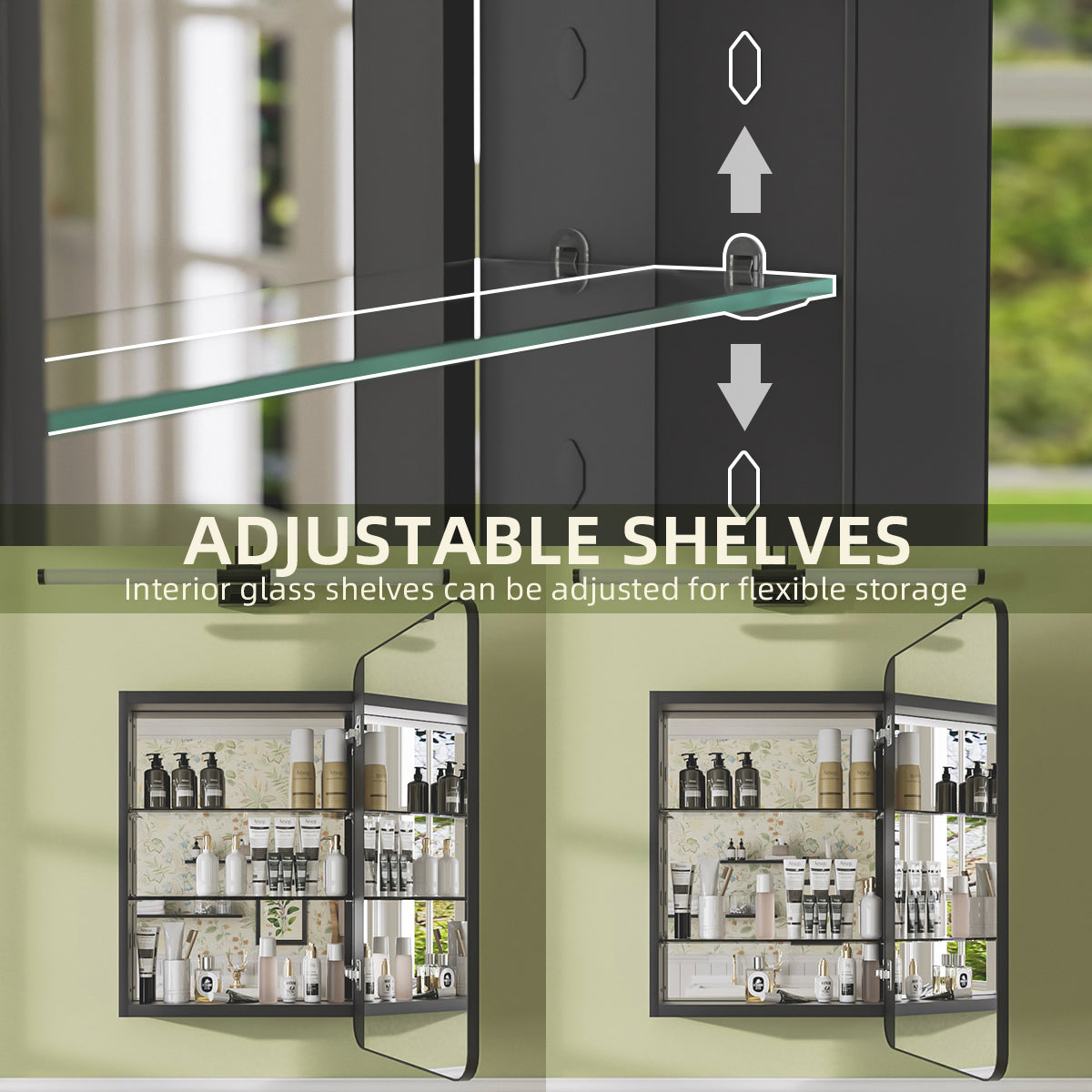Niveal FMC Series Rectangular Aluminum Recessed/Surface Mount Framed Medicine Cabinet with Mirror