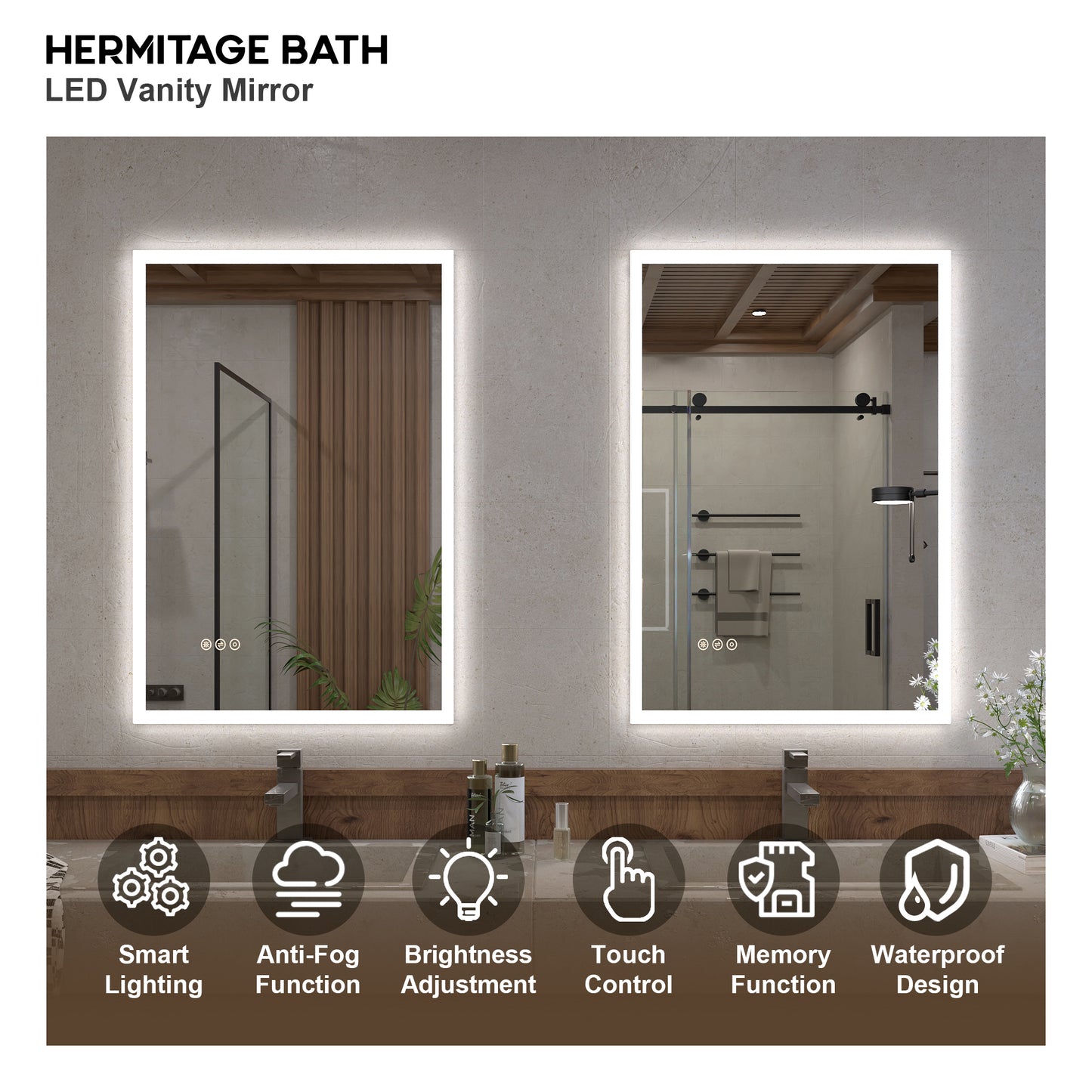 Musci Rectangular Frameless LED Wall Bathroom Vanity Mirror