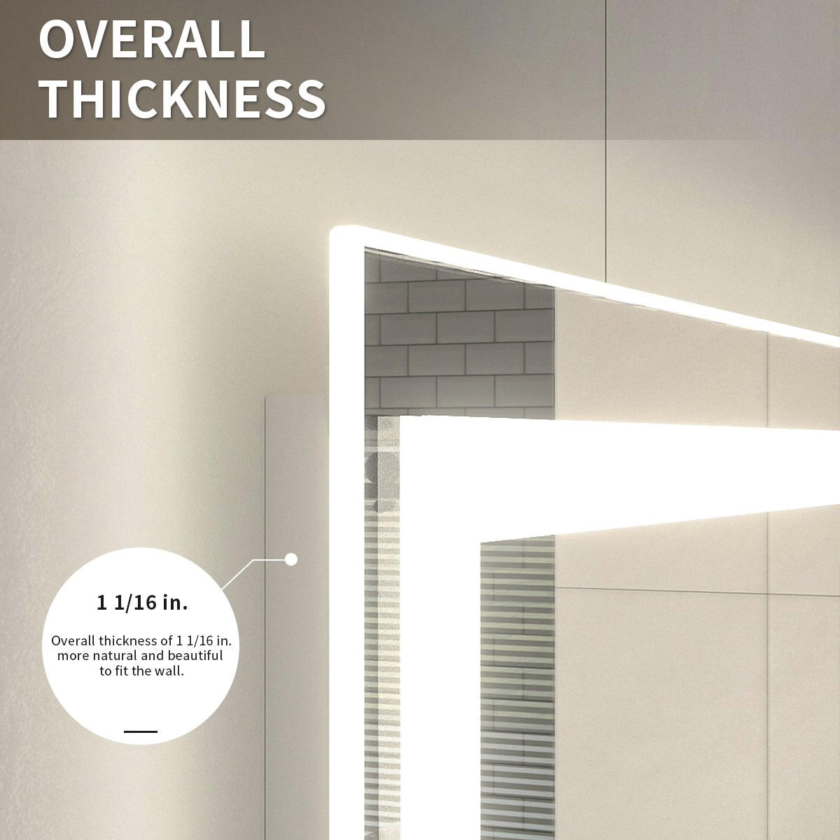 Niveal LMI Series Rectangular Frameless LED Wall Bathroom Vanity Mirror