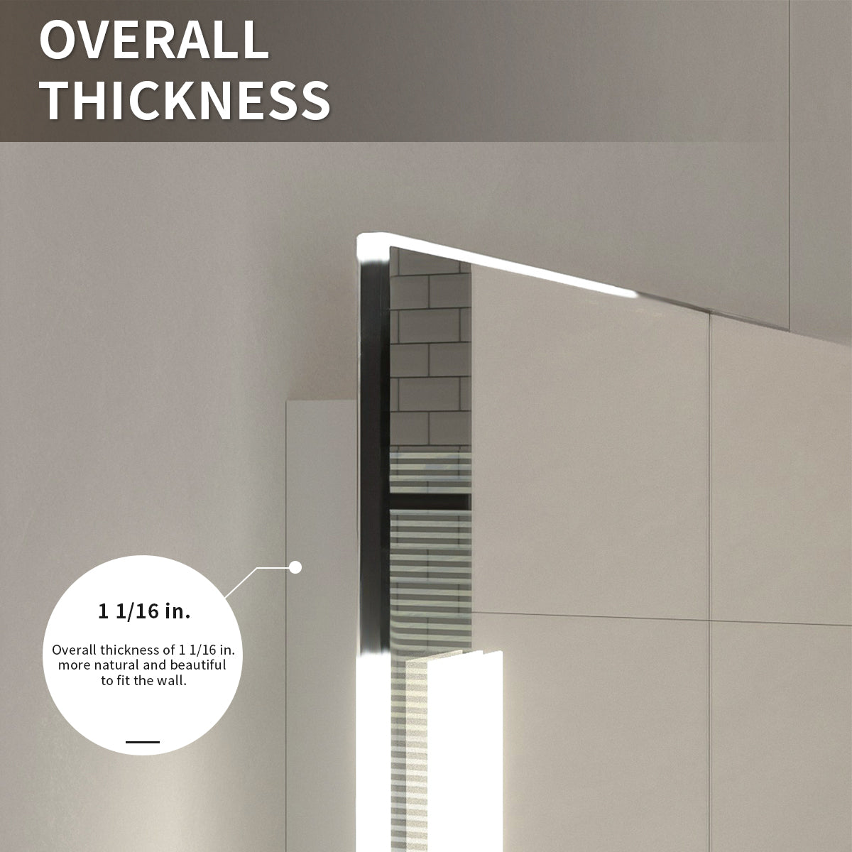 Niveal LMI02 Series Rectangular Frameless LED Wall Bathroom Vanity Mirror