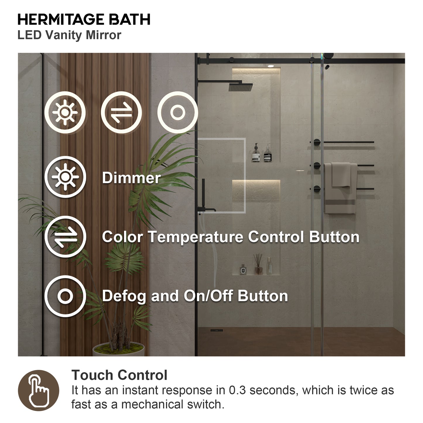 Haru Rectangular Frameless LED Wall Bathroom Vanity Mirror