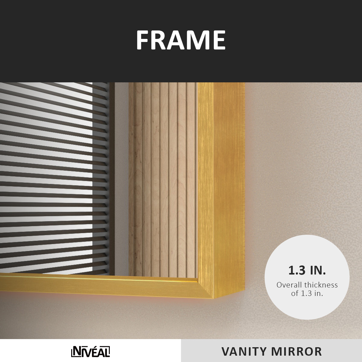 Niveal SE Series Aura Rectangular Framed Wall Bathroom Vanity Mirror