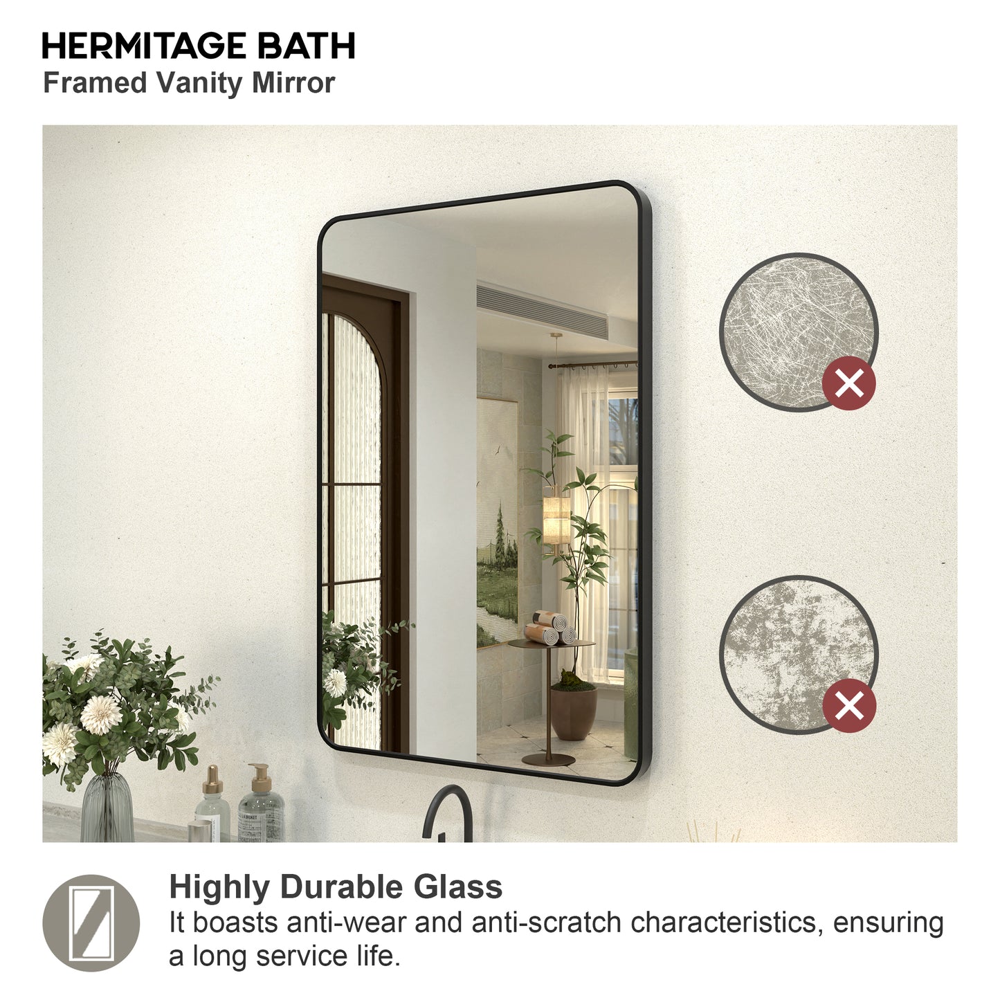Zyphi 24 in. W x 36 in. H Rectangular Framed Wall Bathroom Vanity Mirror in Gun Grey