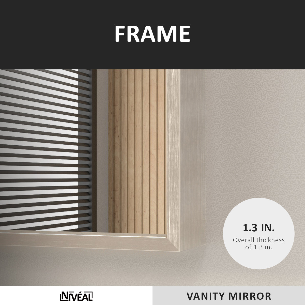 Niveal SE Series Aura Rectangular Framed Wall Bathroom Vanity Mirror