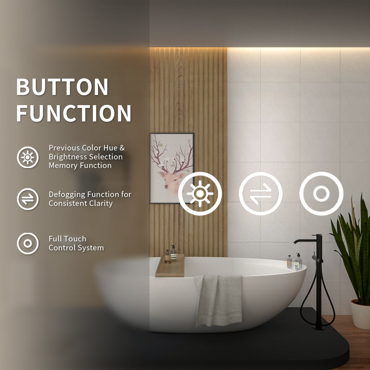 Niveal LMI02 Series Rectangular Frameless LED Wall Bathroom Vanity Mirror