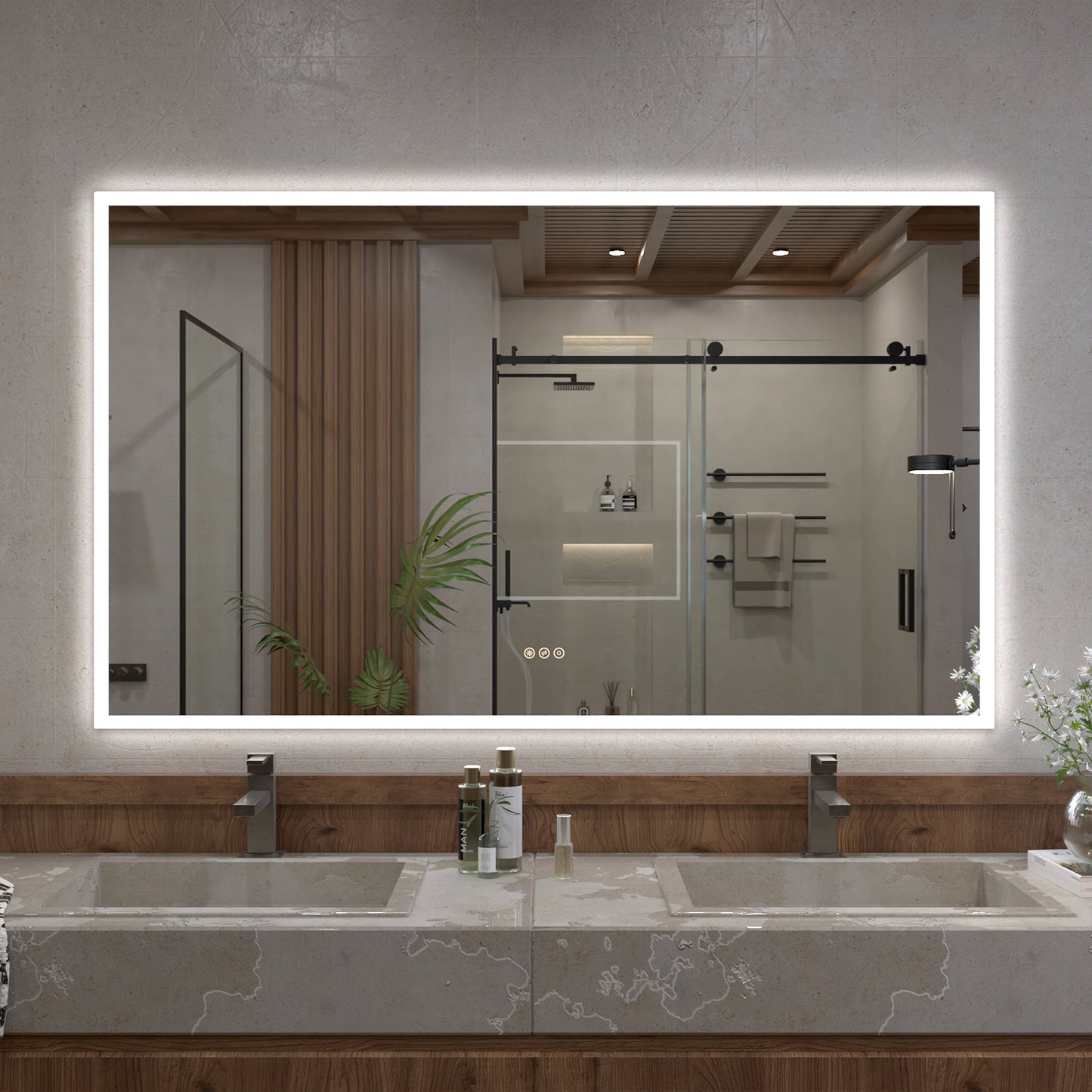Musci 22 in. W x 30 in. H Rectangular Frameless LED Wall Bathroom Vanity Mirror