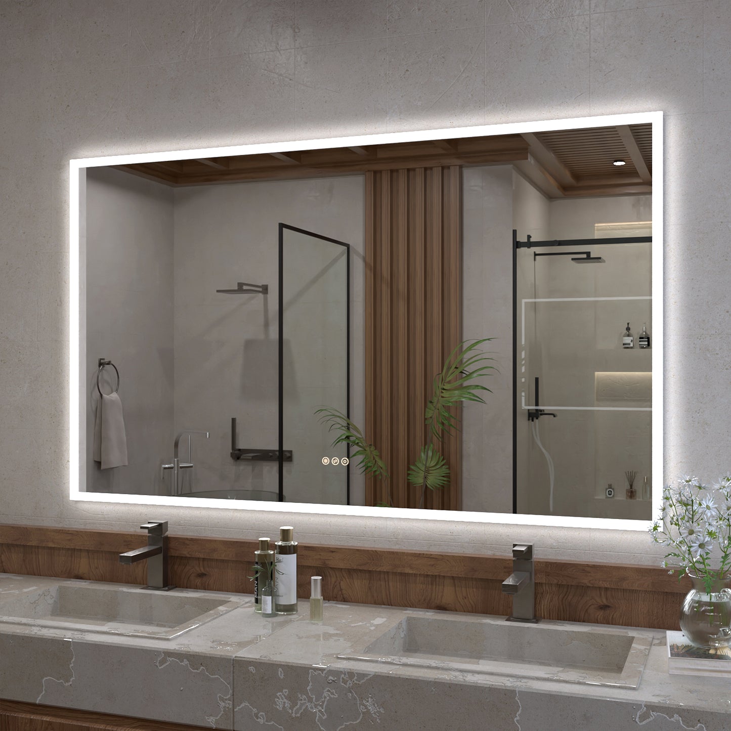 Musci Rectangular Frameless LED Wall Bathroom Vanity Mirror
