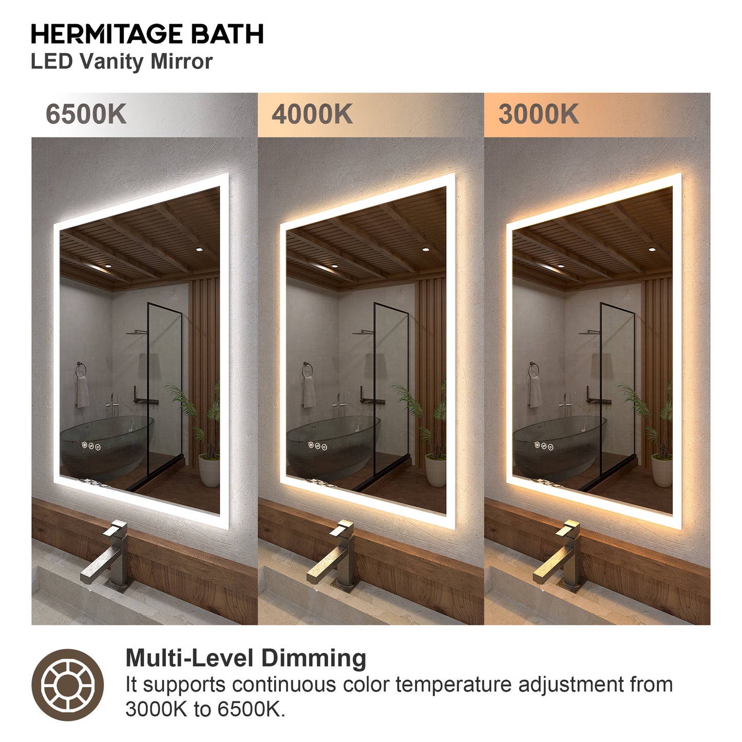 Musci Rectangular Frameless LED Wall Bathroom Vanity Mirror