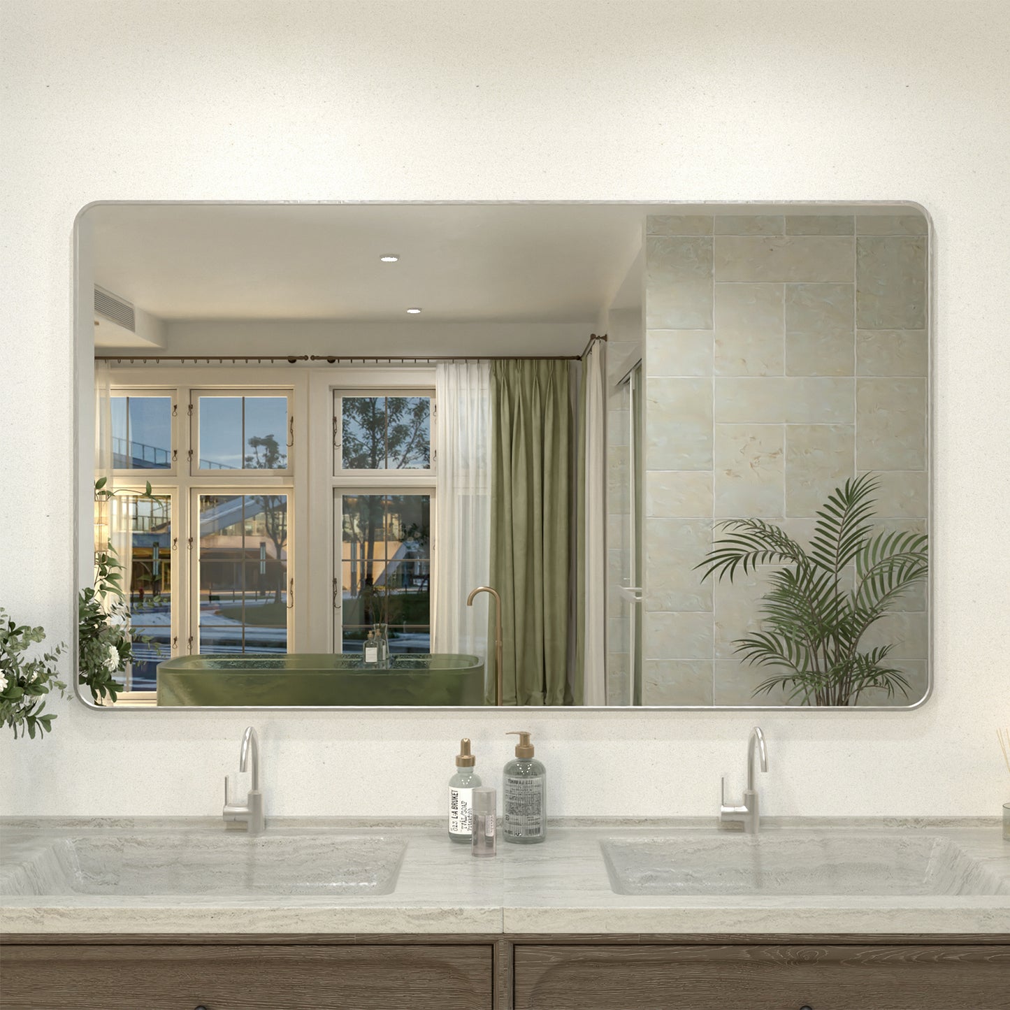 Zyphi 60 in. W x 36 in. H Rectangular Framed Wall Bathroom Vanity Mirror