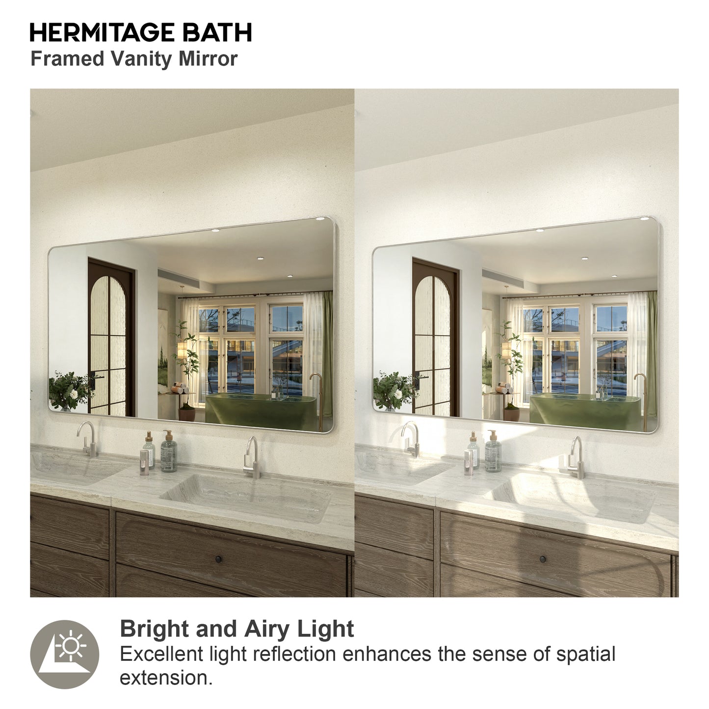 Zyphi 60 in. W x 36 in. H Rectangular Framed Wall Bathroom Vanity Mirror