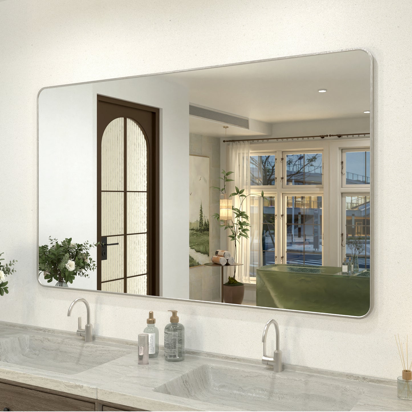 Zyphi 60 in. W x 36 in. H Rectangular Framed Wall Bathroom Vanity Mirror
