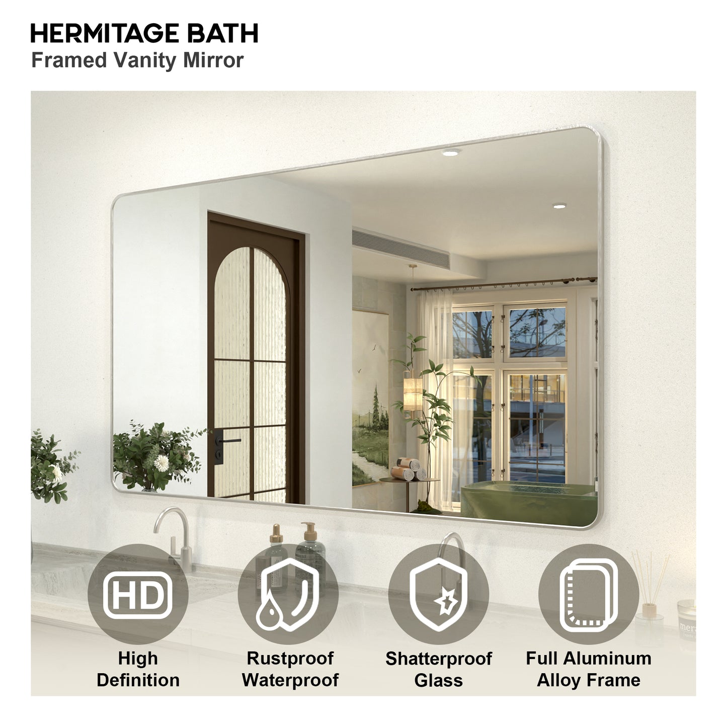 Zyphi 60 in. W x 36 in. H Rectangular Framed Wall Bathroom Vanity Mirror