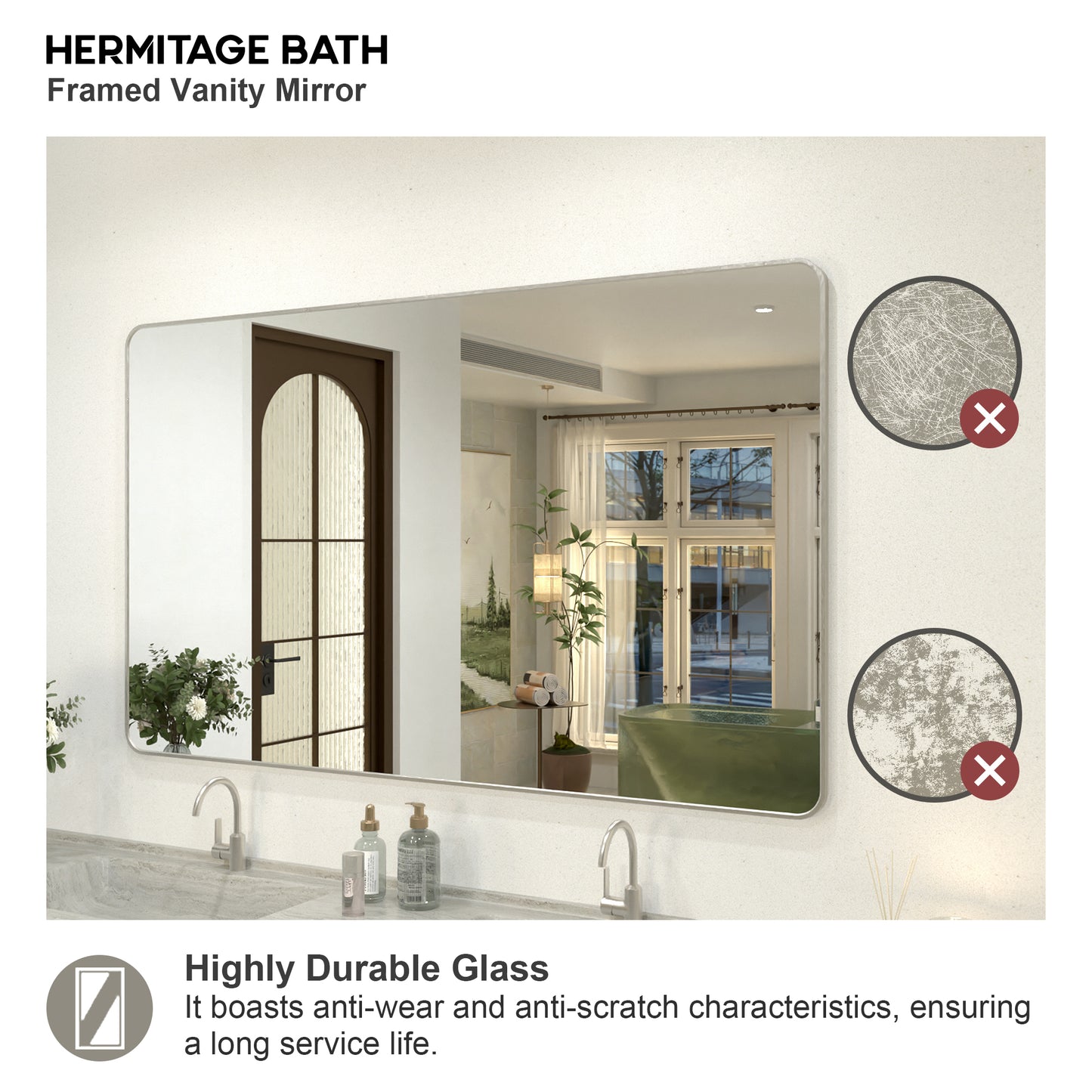 Zyphi 60 in. W x 36 in. H Rectangular Framed Wall Bathroom Vanity Mirror