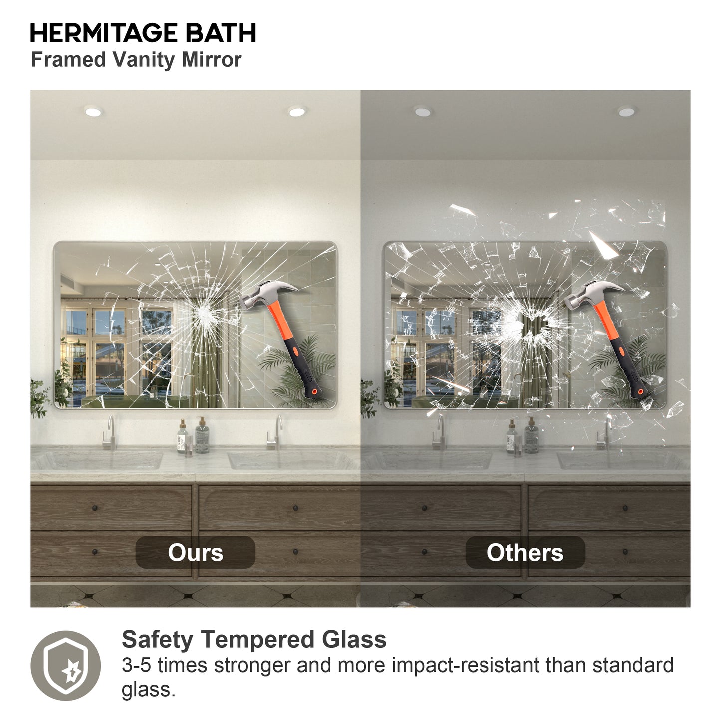 Zyphi 60 in. W x 36 in. H Rectangular Framed Wall Bathroom Vanity Mirror