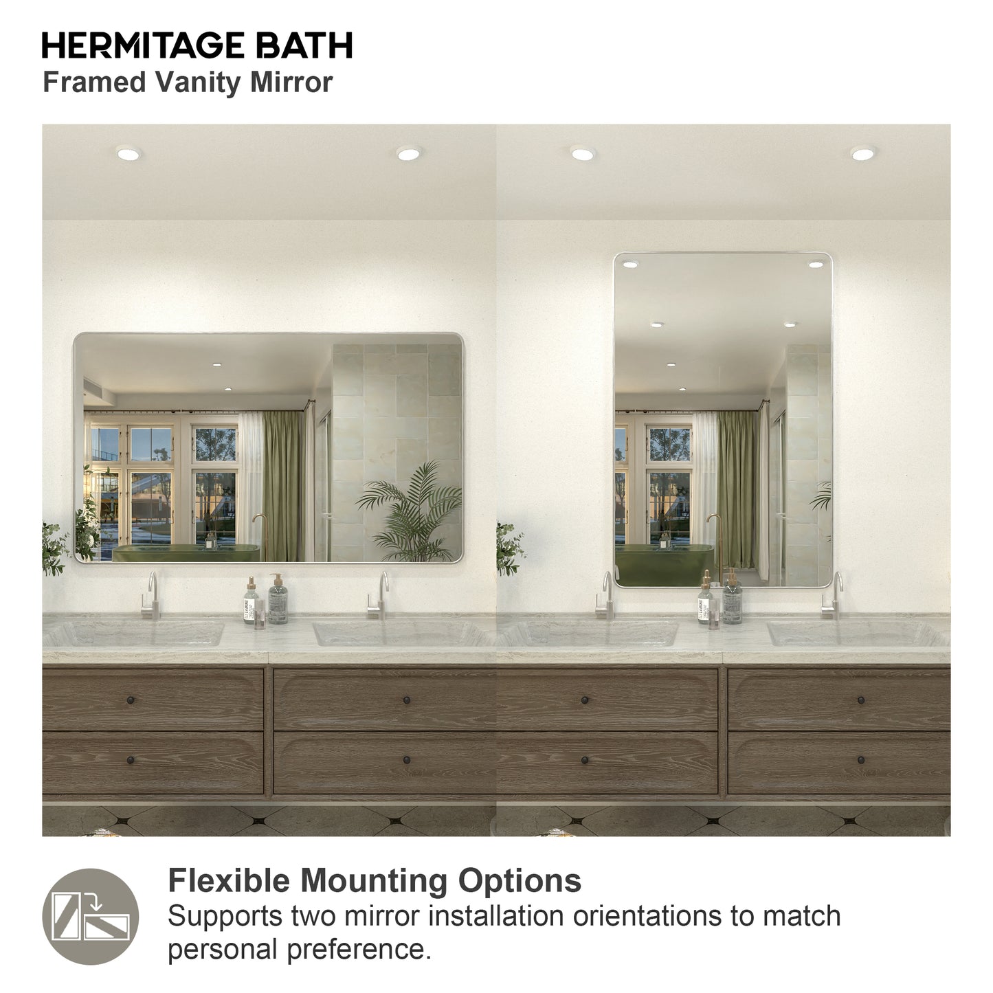 Zyphi 60 in. W x 36 in. H Rectangular Framed Wall Bathroom Vanity Mirror
