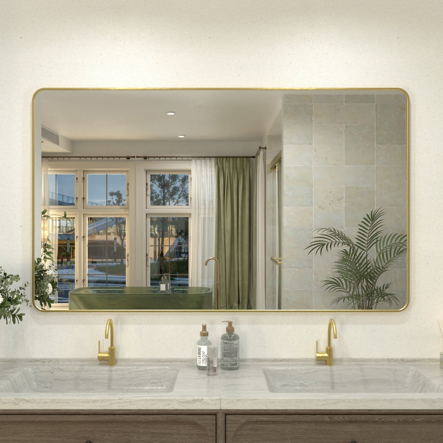 Zyphi 60 in. W x 36 in. H Rectangular Framed Wall Bathroom Vanity Mirror