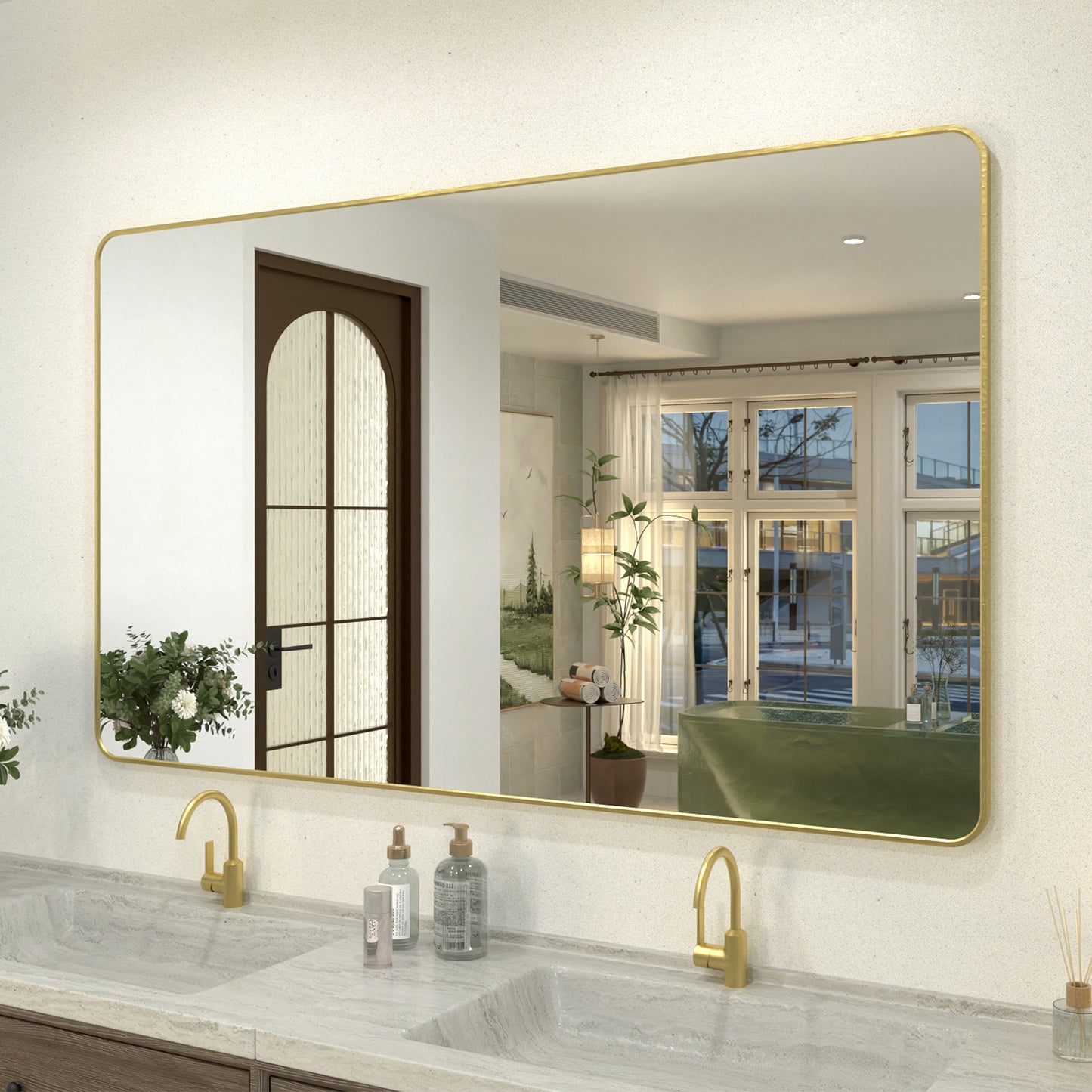 Zyphi 60 in. W x 36 in. H Rectangular Framed Wall Bathroom Vanity Mirror