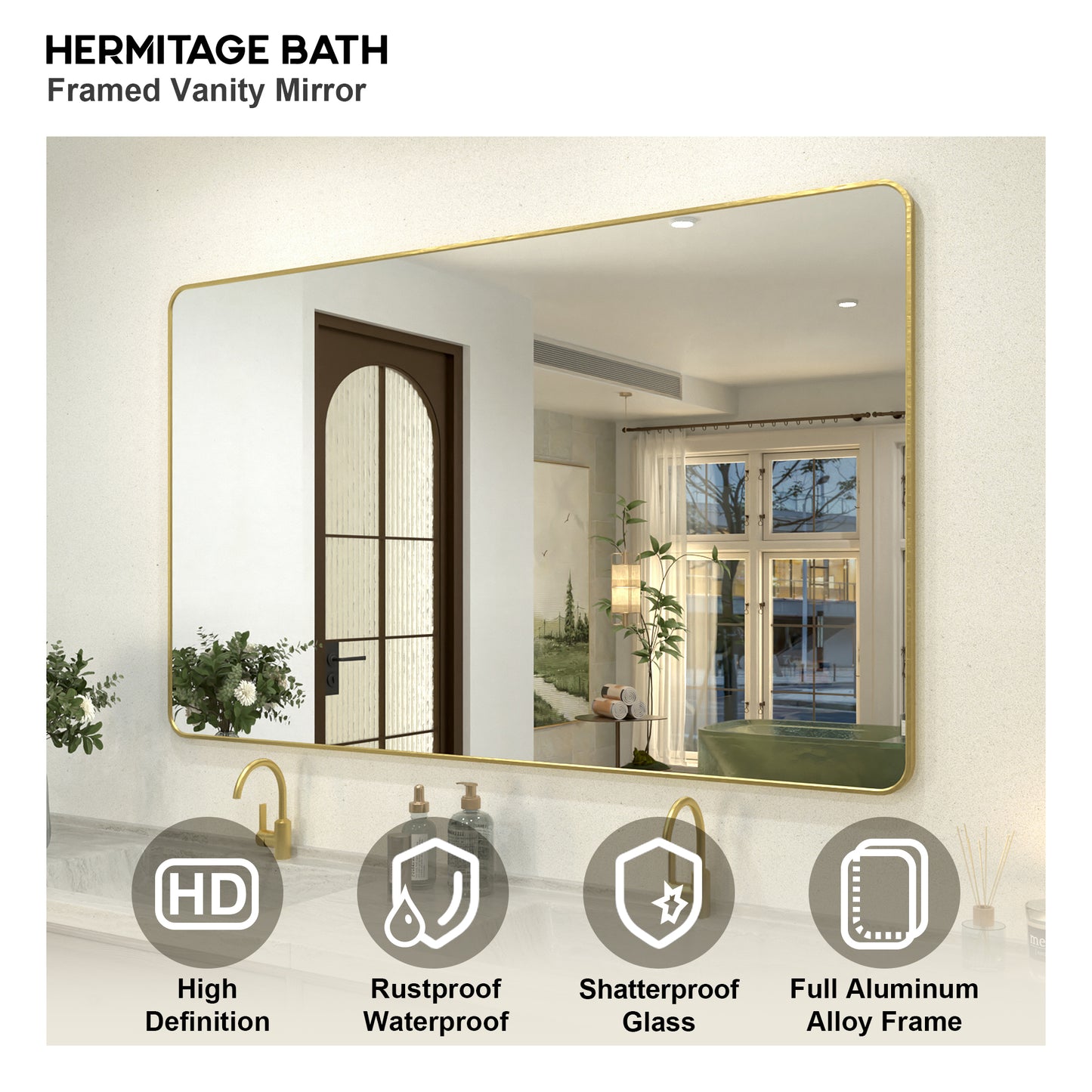 Zyphi 60 in. W x 36 in. H Rectangular Framed Wall Bathroom Vanity Mirror