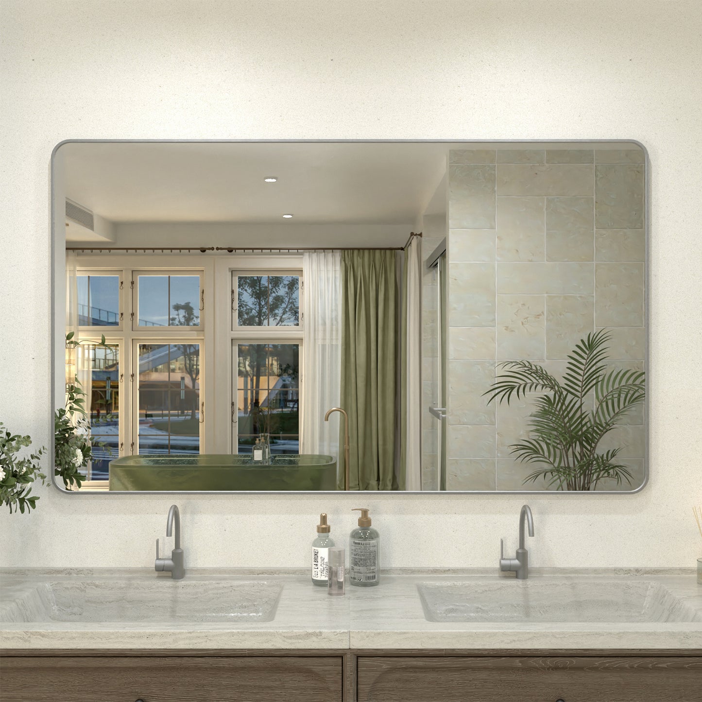 Zyphi 60 in. W x 36 in. H Rectangular Framed Wall Bathroom Vanity Mirror