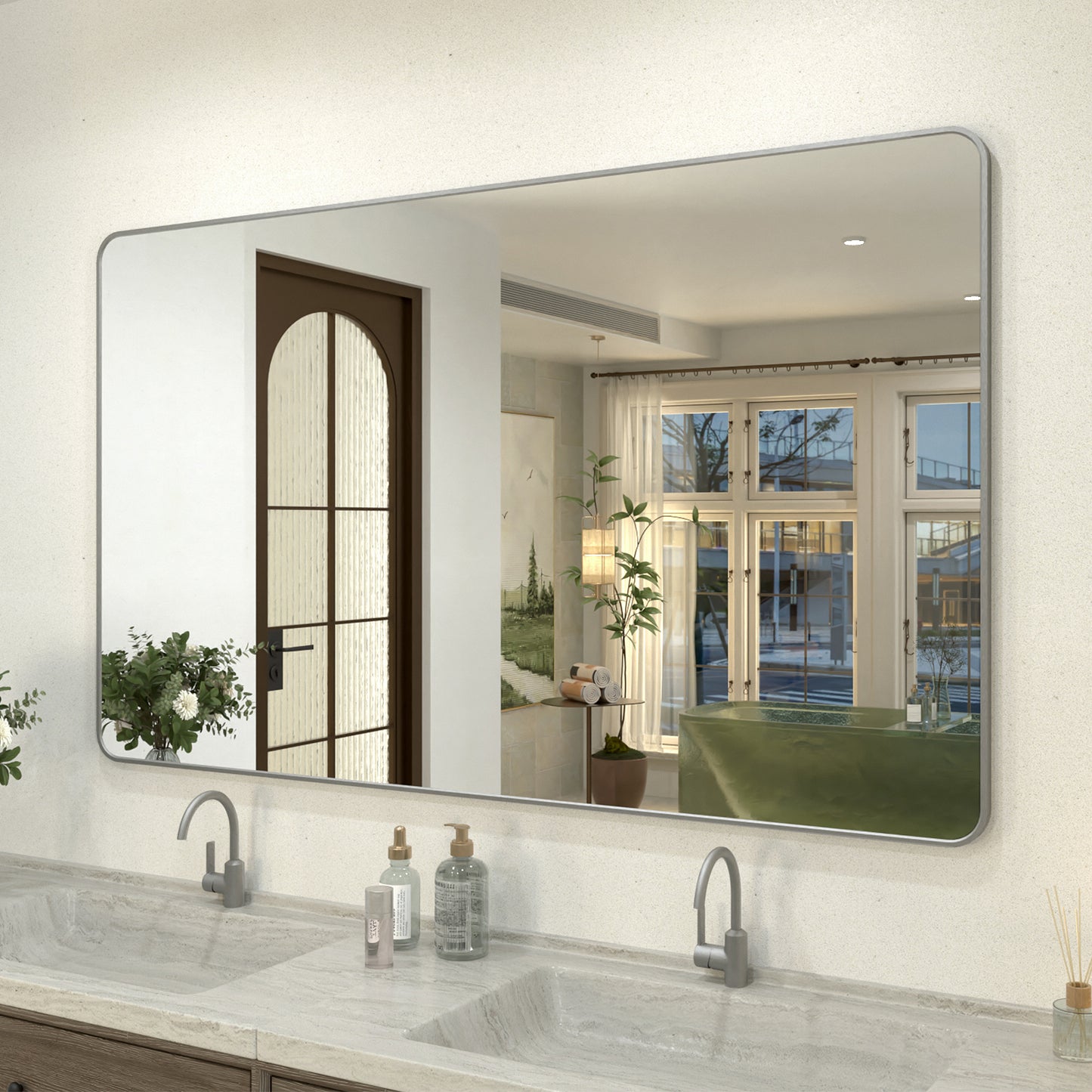 Zyphi 60 in. W x 36 in. H Rectangular Framed Wall Bathroom Vanity Mirror