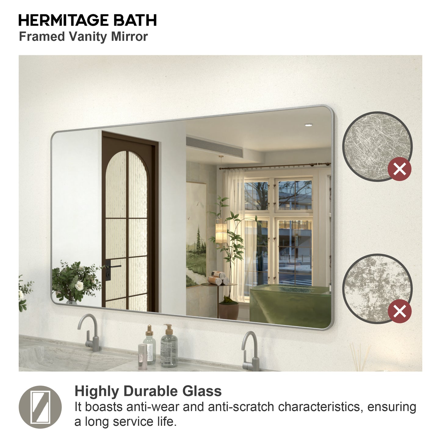 Zyphi 60 in. W x 36 in. H Rectangular Framed Wall Bathroom Vanity Mirror