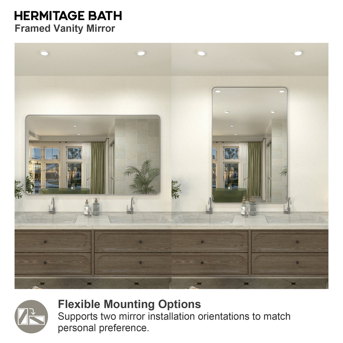 Zyphi 60 in. W x 36 in. H Rectangular Framed Wall Bathroom Vanity Mirror