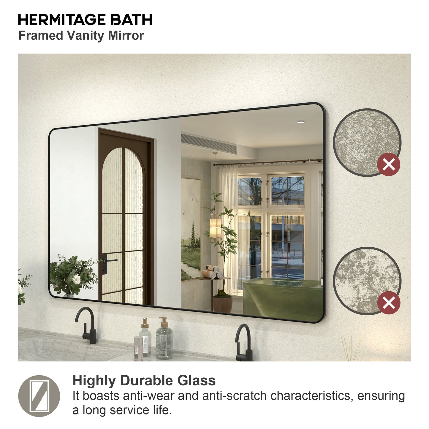 Zyphi 60 in. W x 36 in. H Rectangular Framed Wall Bathroom Vanity Mirror