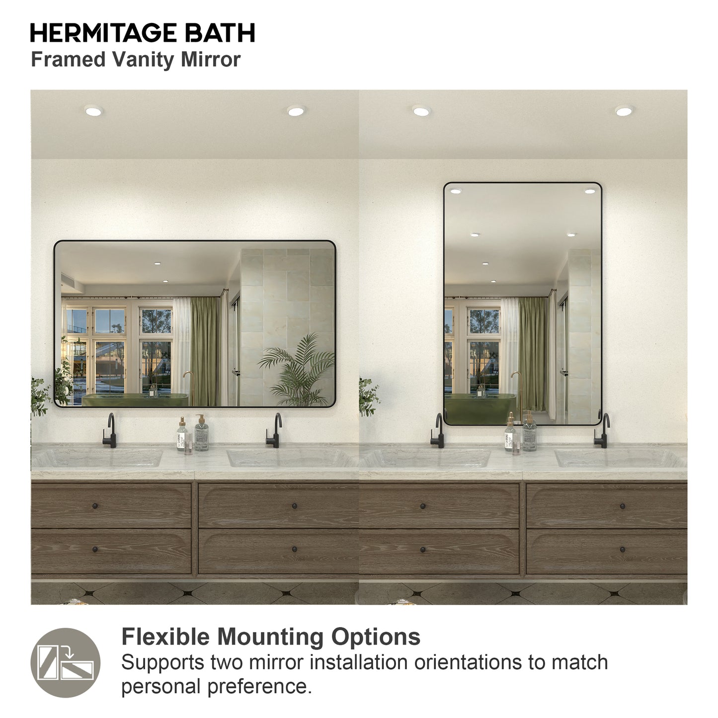 Zyphi 60 in. W x 36 in. H Rectangular Framed Wall Bathroom Vanity Mirror