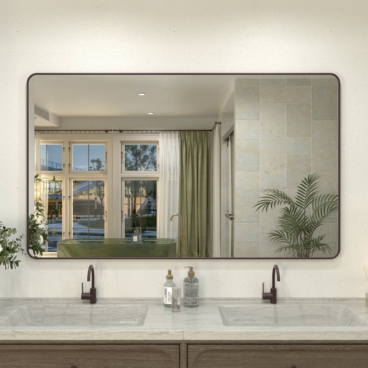 Zyphi 60 in. W x 36 in. H Rectangular Framed Wall Bathroom Vanity Mirror