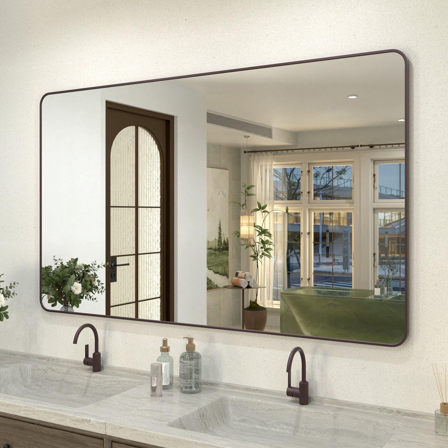 Zyphi 60 in. W x 36 in. H Rectangular Framed Wall Bathroom Vanity Mirror
