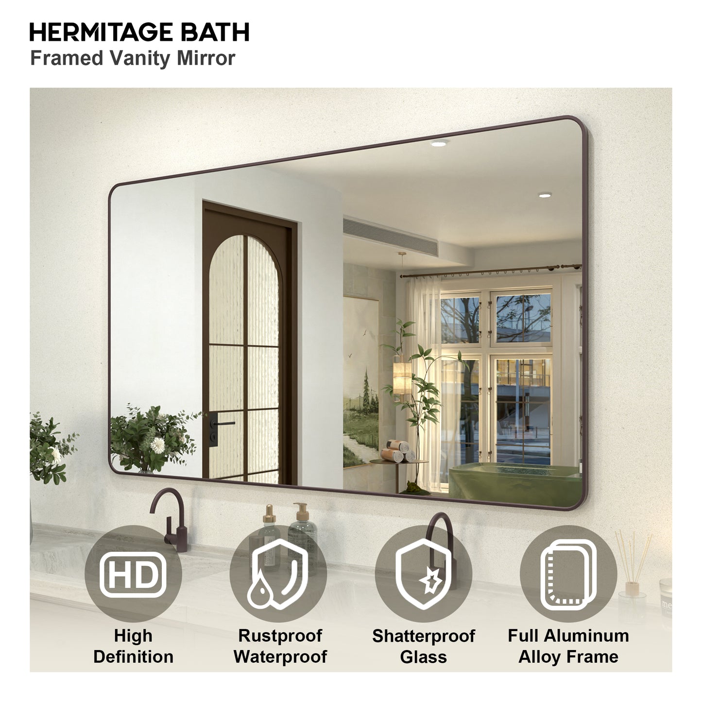 Zyphi 60 in. W x 36 in. H Rectangular Framed Wall Bathroom Vanity Mirror